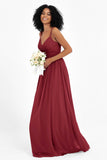 Empire Chiffon Bridesmaid Dress with Lace Long Formal Evening Dresses party Gowns