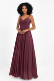 Empire Chiffon Bridesmaid Dress with Lace Long Formal Evening Dresses party Gowns