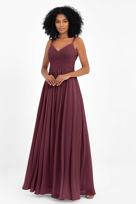Empire Chiffon Bridesmaid Dress with Lace Long Formal Evening Dresses party Gowns