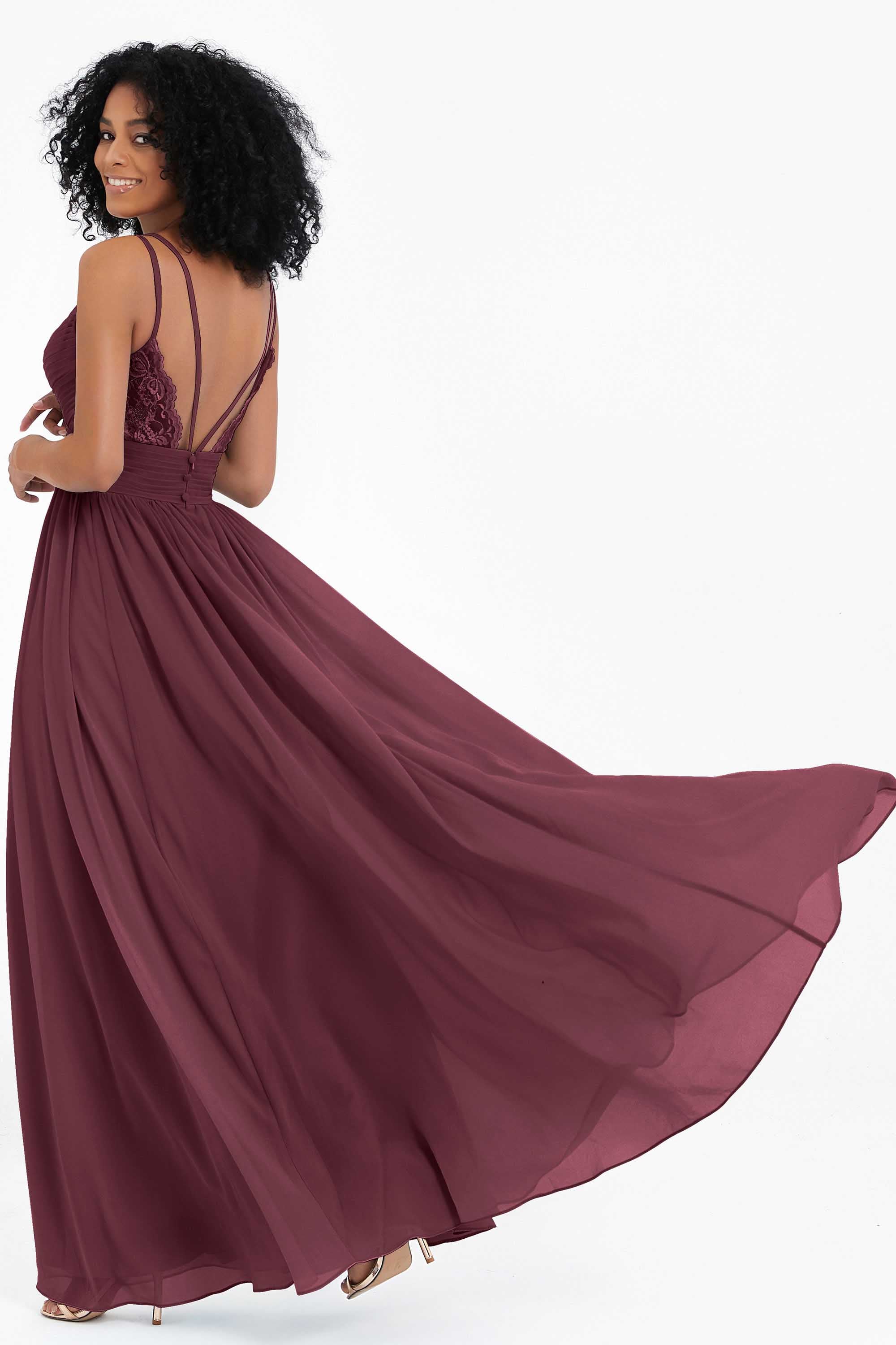 Empire Chiffon Bridesmaid Dress with Lace Long Formal Evening Dresses party Gowns