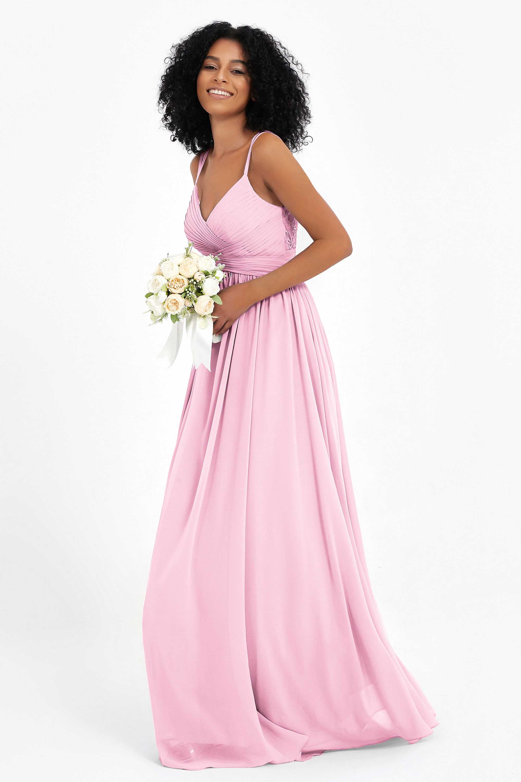 Empire Chiffon Bridesmaid Dress with Lace Long Formal Evening Dresses party Gowns