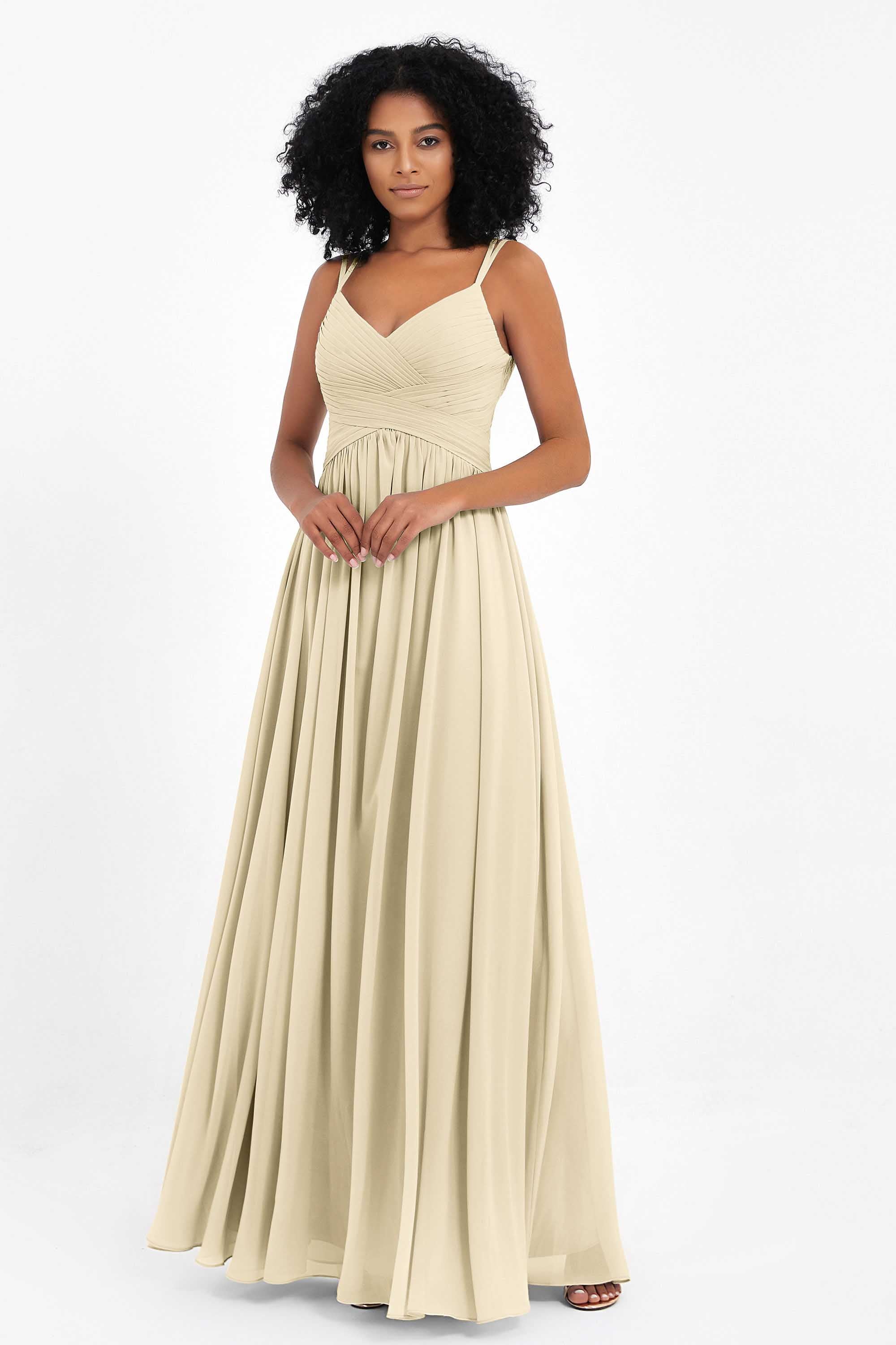 Empire Chiffon Bridesmaid Dress with Lace Long Formal Evening Dresses party Gowns