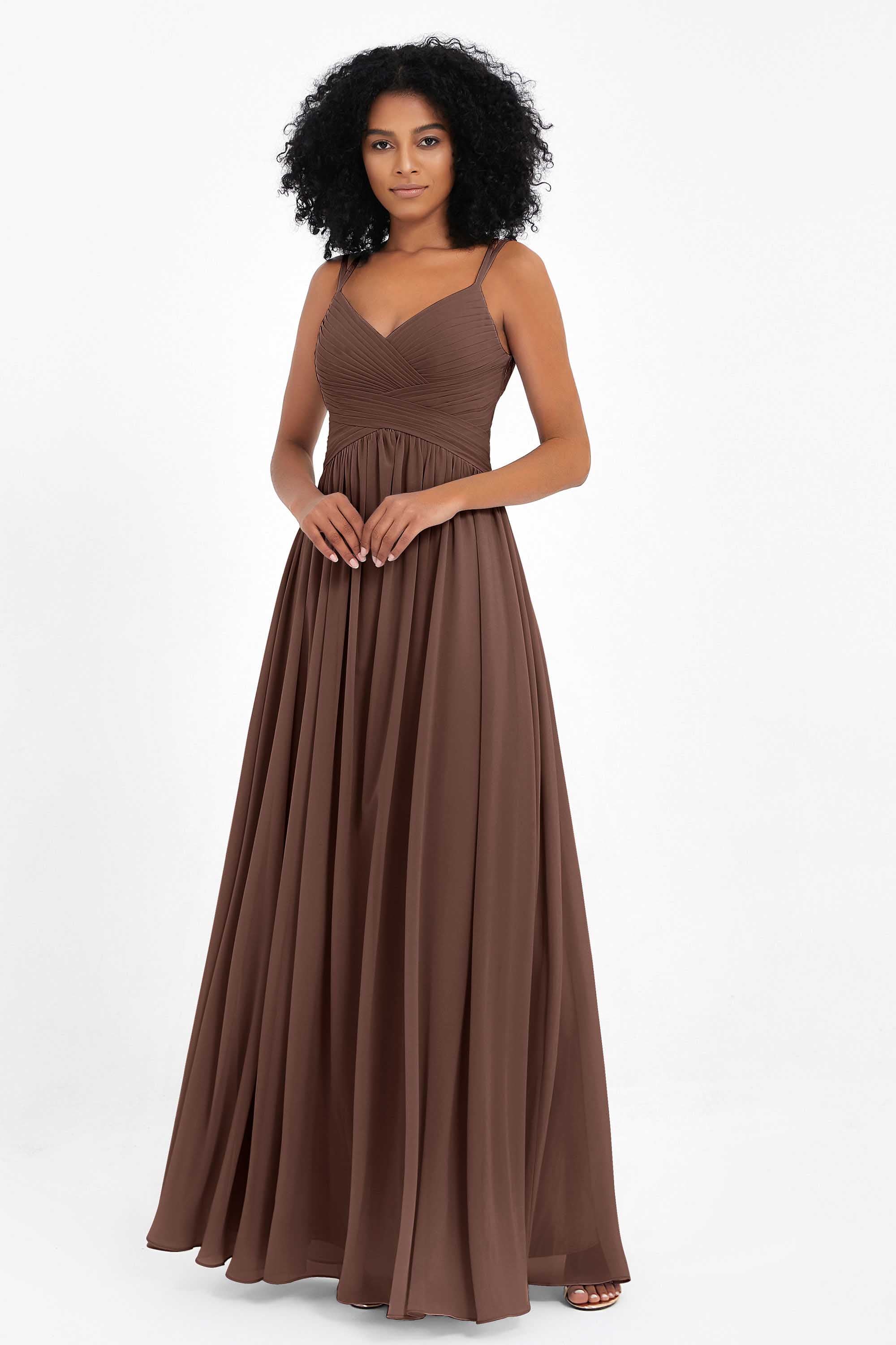Empire Chiffon Bridesmaid Dress with Lace Long Formal Evening Dresses party Gowns