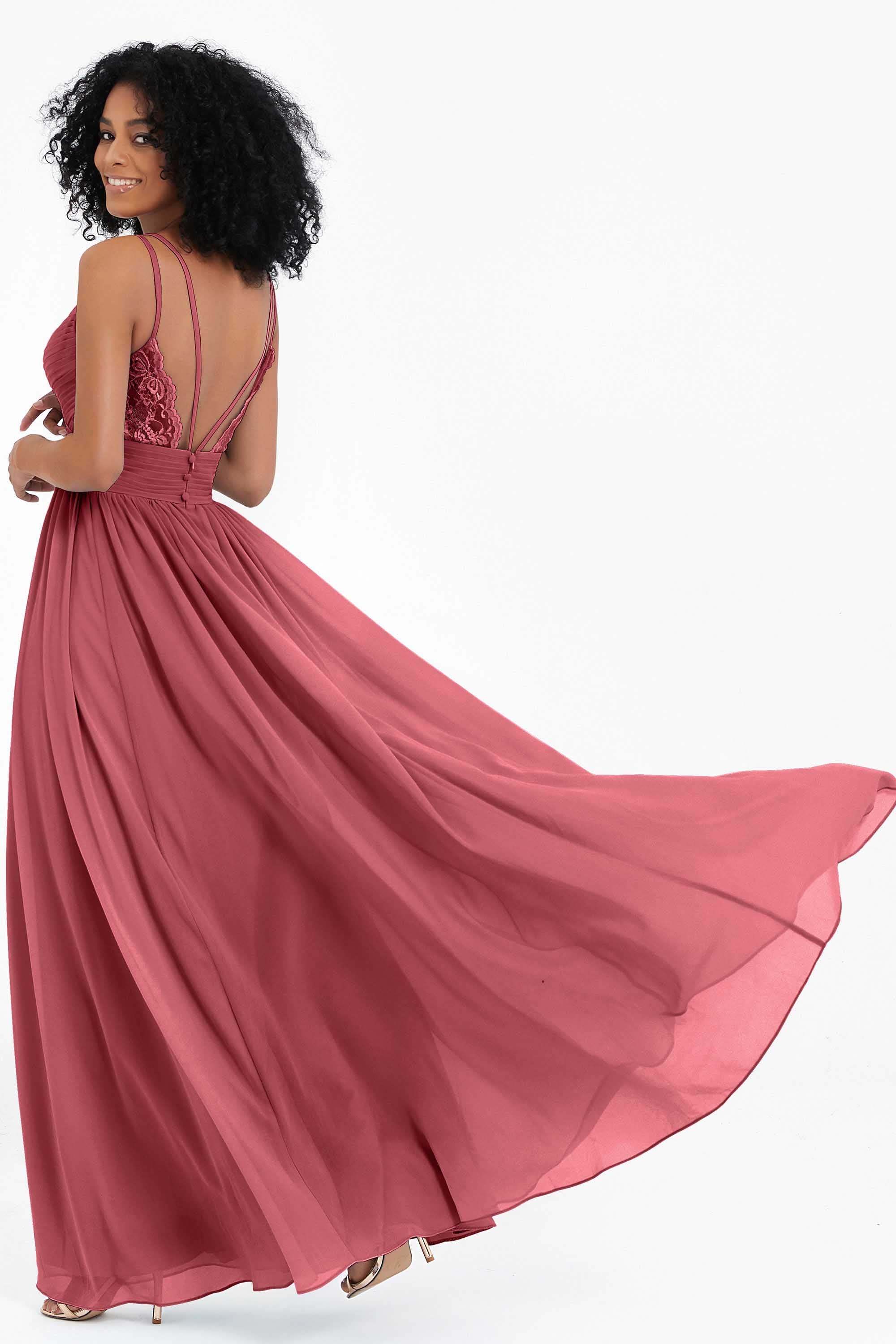 Empire Chiffon Bridesmaid Dress with Lace Long Formal Evening Dresses party Gowns
