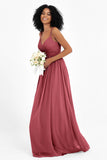 Empire Chiffon Bridesmaid Dress with Lace Long Formal Evening Dresses party Gowns
