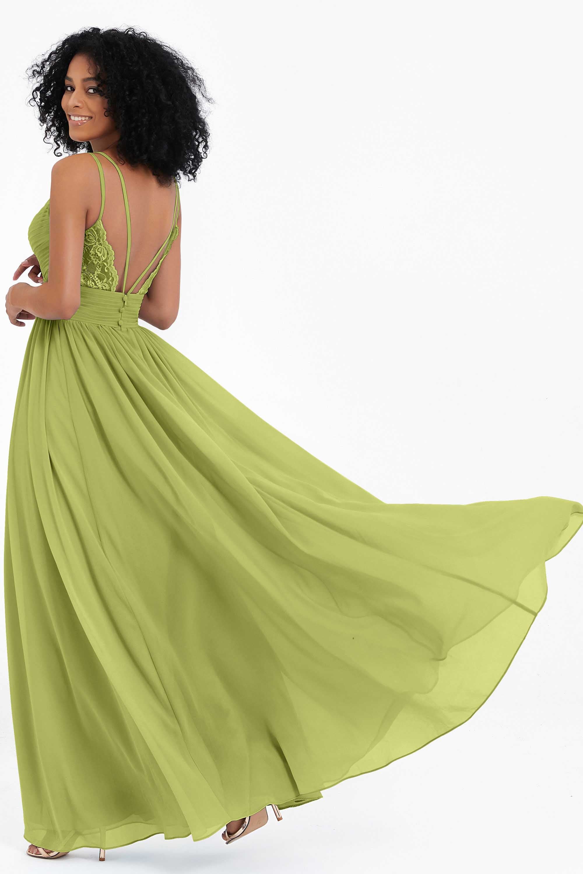 Empire Chiffon Bridesmaid Dress with Lace Long Formal Evening Dresses party Gowns