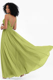 Empire Chiffon Bridesmaid Dress with Lace Long Formal Evening Dresses party Gowns