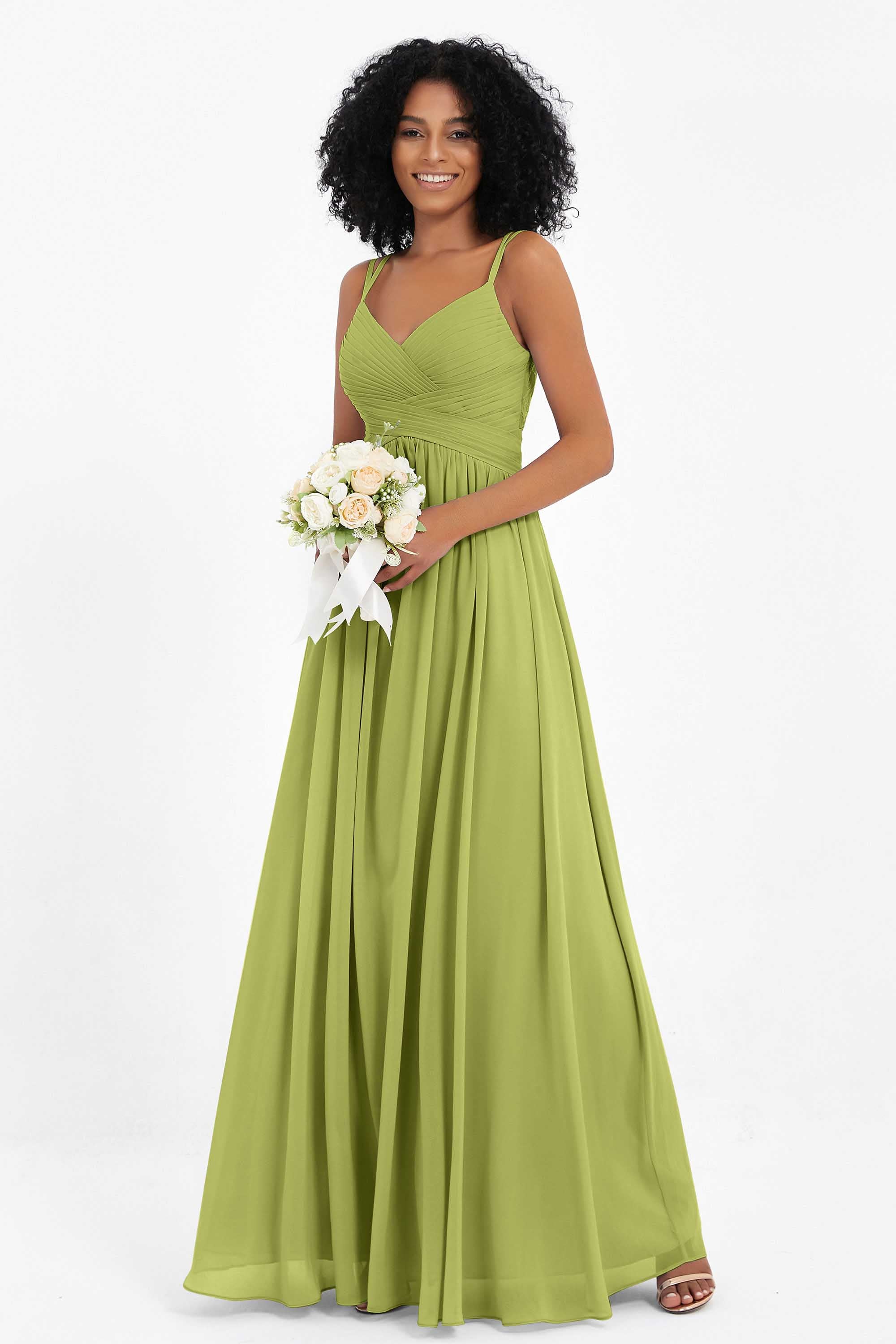 Empire Chiffon Bridesmaid Dress with Lace Long Formal Evening Dresses party Gowns