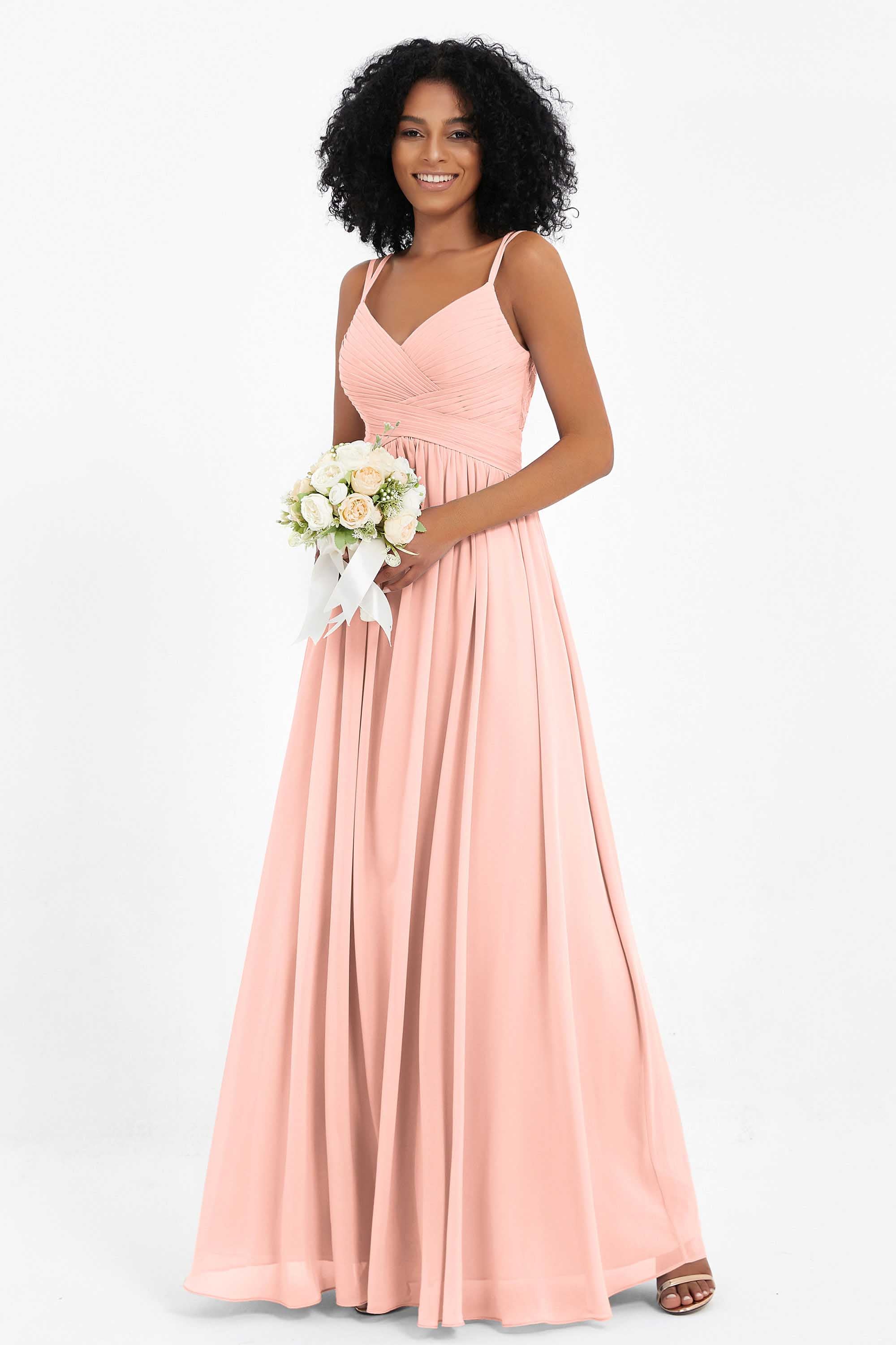 Empire Chiffon Bridesmaid Dress with Lace Long Formal Evening Dresses party Gowns