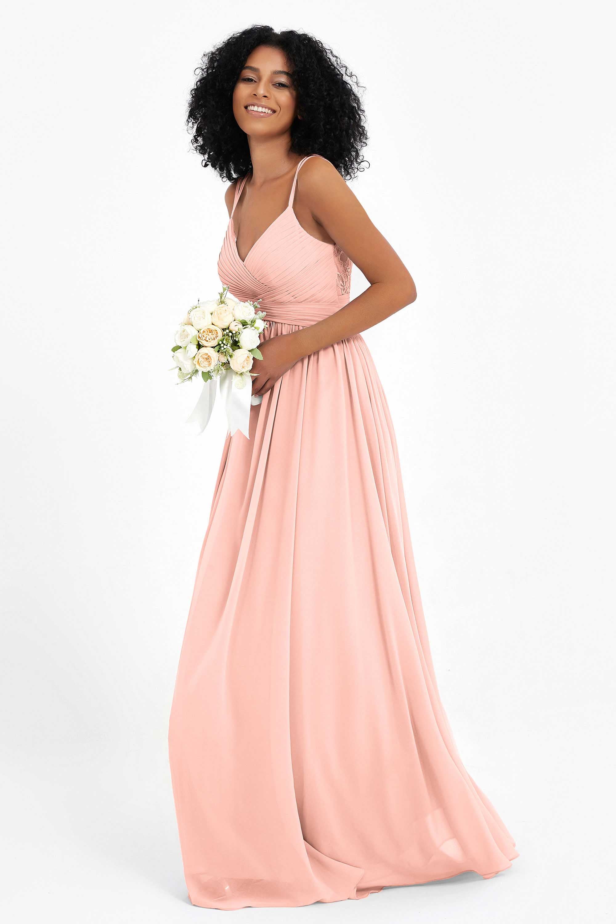 Empire Chiffon Bridesmaid Dress with Lace Long Formal Evening Dresses party Gowns