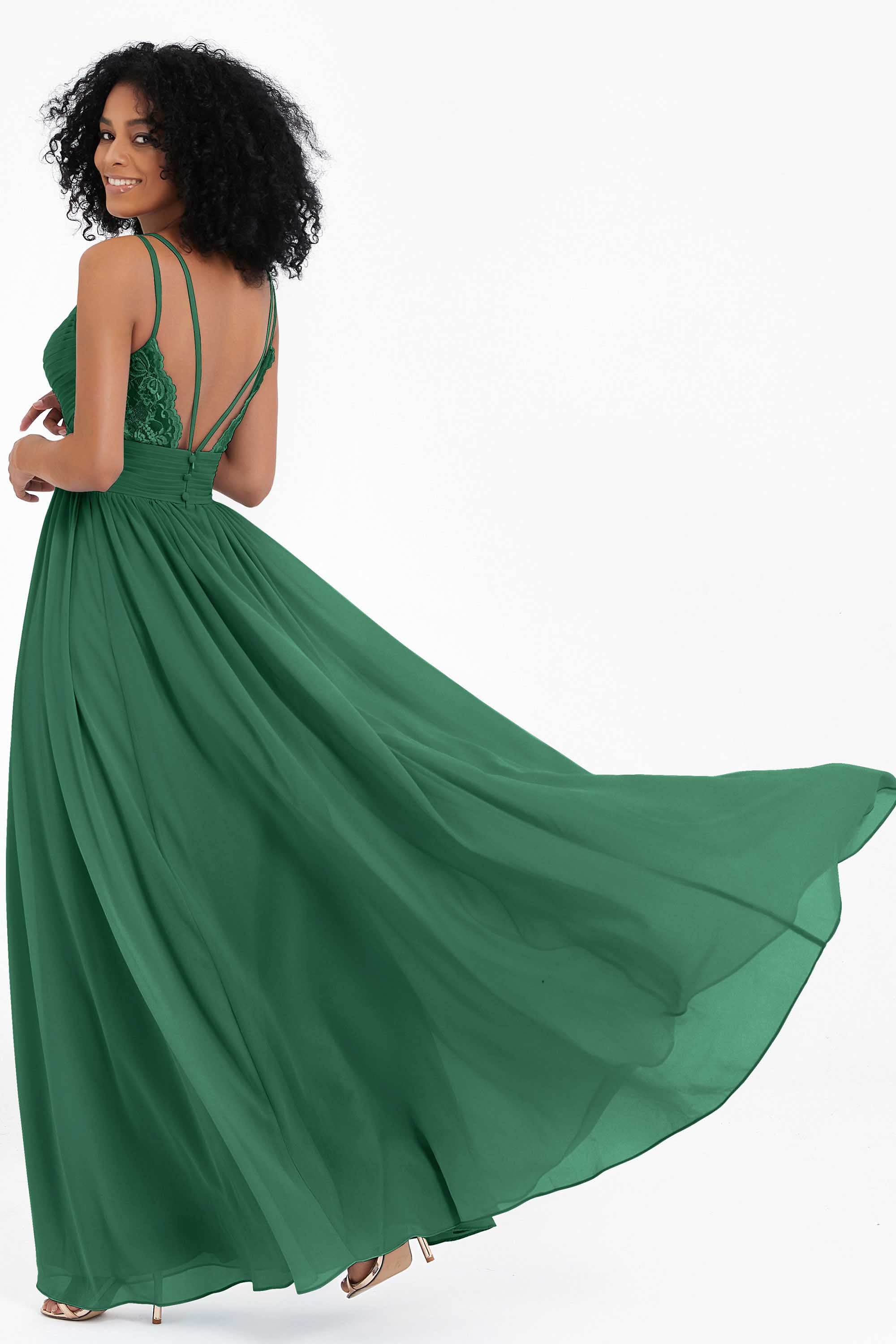 Empire Chiffon Bridesmaid Dress with Lace Long Formal Evening Dresses party Gowns
