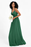 Empire Chiffon Bridesmaid Dress with Lace Long Formal Evening Dresses party Gowns