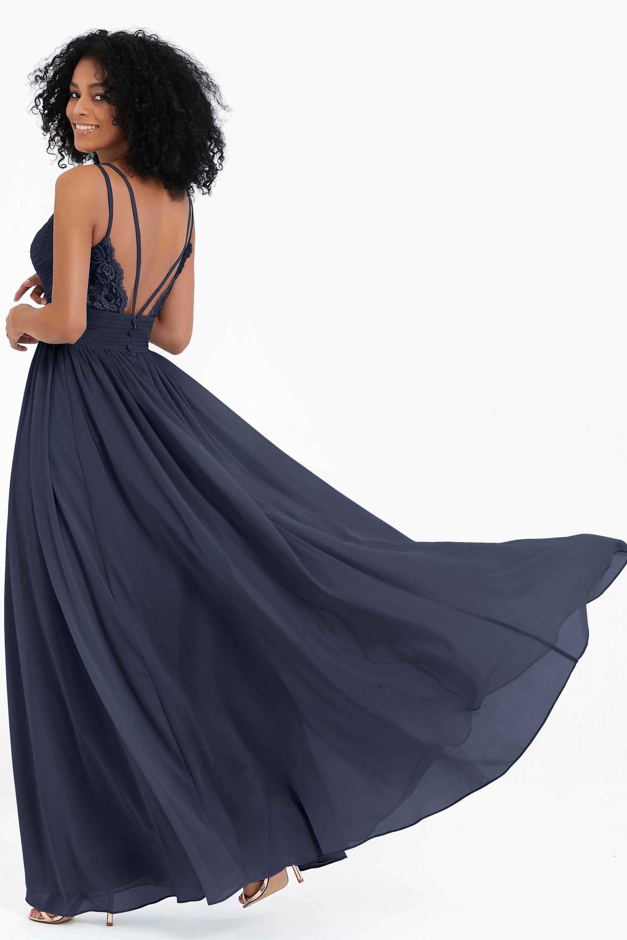 Empire Chiffon Bridesmaid Dress with Lace Long Formal Evening Dresses party Gowns
