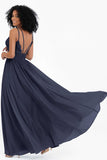 Empire Chiffon Bridesmaid Dress with Lace Long Formal Evening Dresses party Gowns
