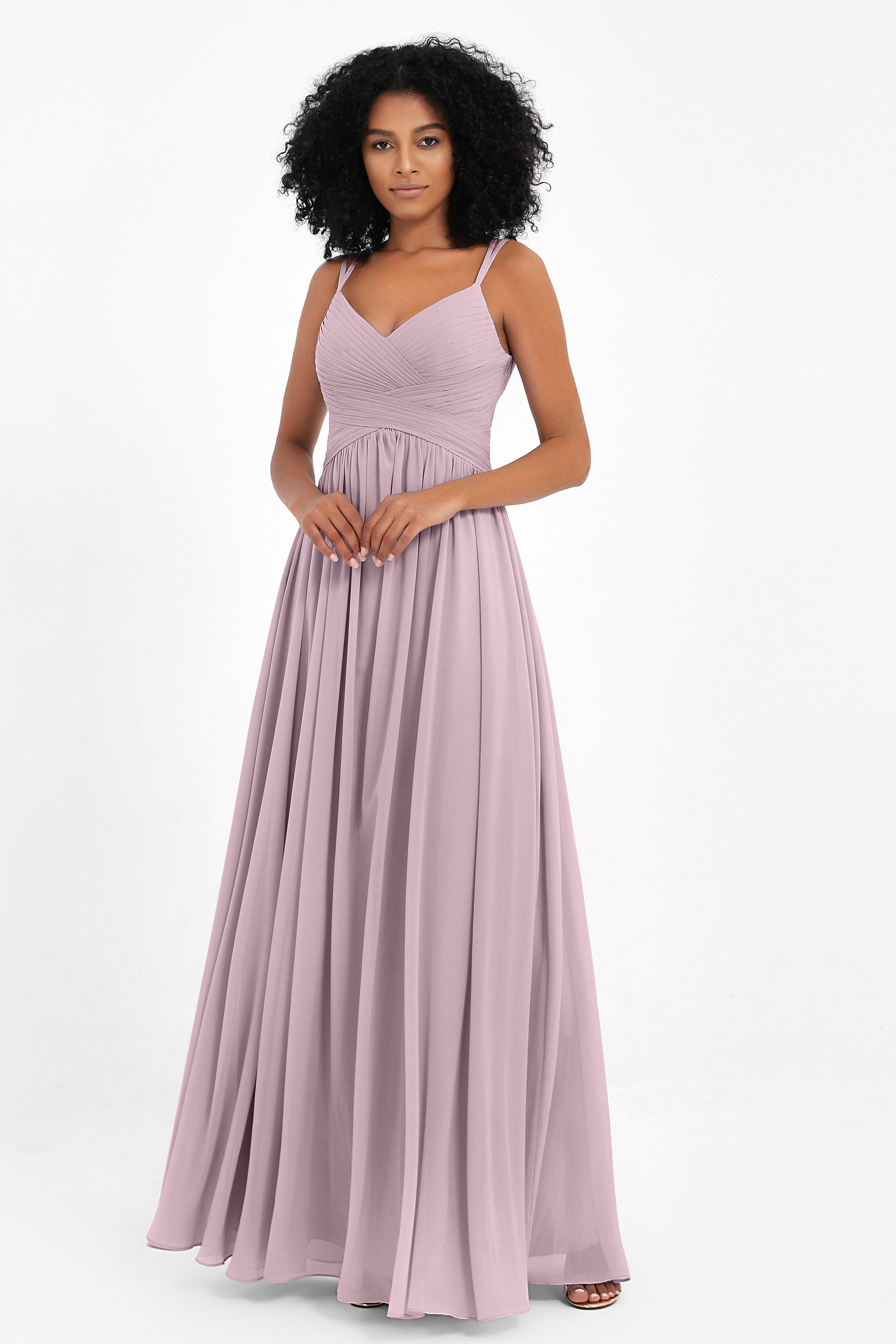 Empire Chiffon Bridesmaid Dress with Lace Long Formal Evening Dresses party Gowns