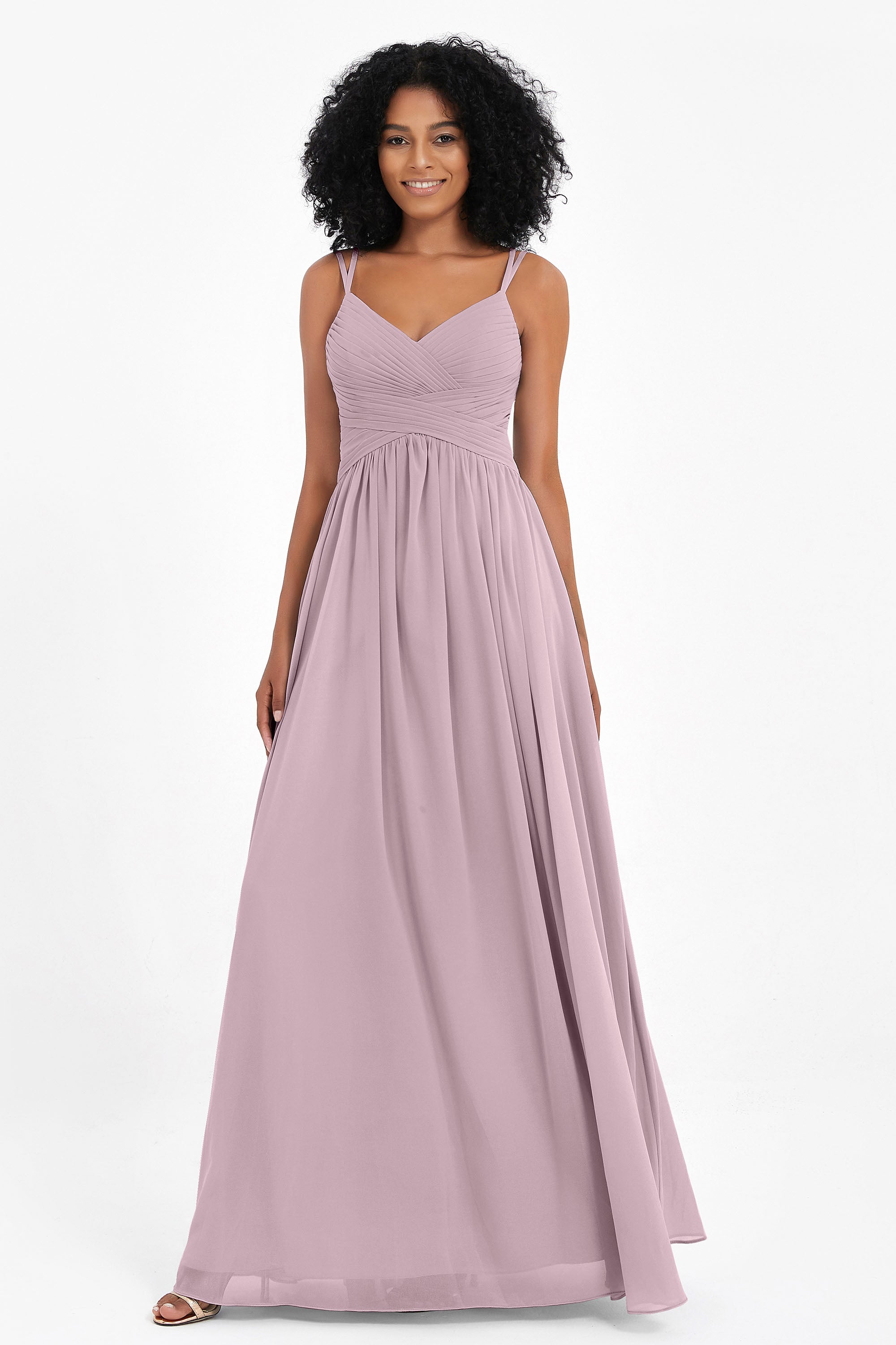 Empire Chiffon Bridesmaid Dress with Lace Long Formal Evening Dresses party Gowns