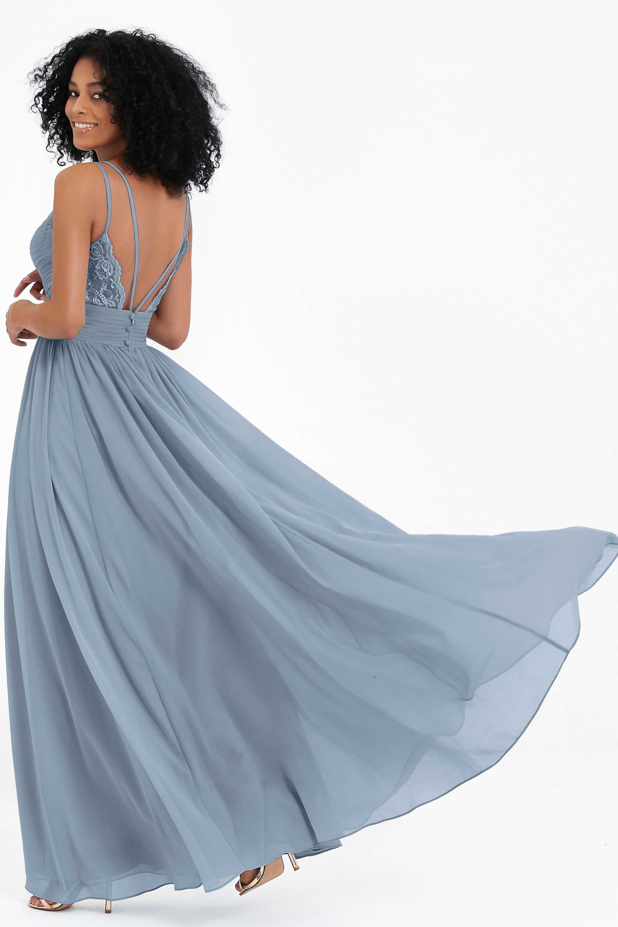 Empire Chiffon Bridesmaid Dress with Lace Long Formal Evening Dresses party Gowns