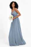 Empire Chiffon Bridesmaid Dress with Lace Long Formal Evening Dresses party Gowns