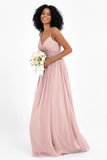 Empire Chiffon Bridesmaid Dress with Lace Long Formal Evening Dresses party Gowns
