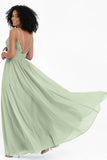 Empire Chiffon Bridesmaid Dress with Lace Long Formal Evening Dresses party Gowns