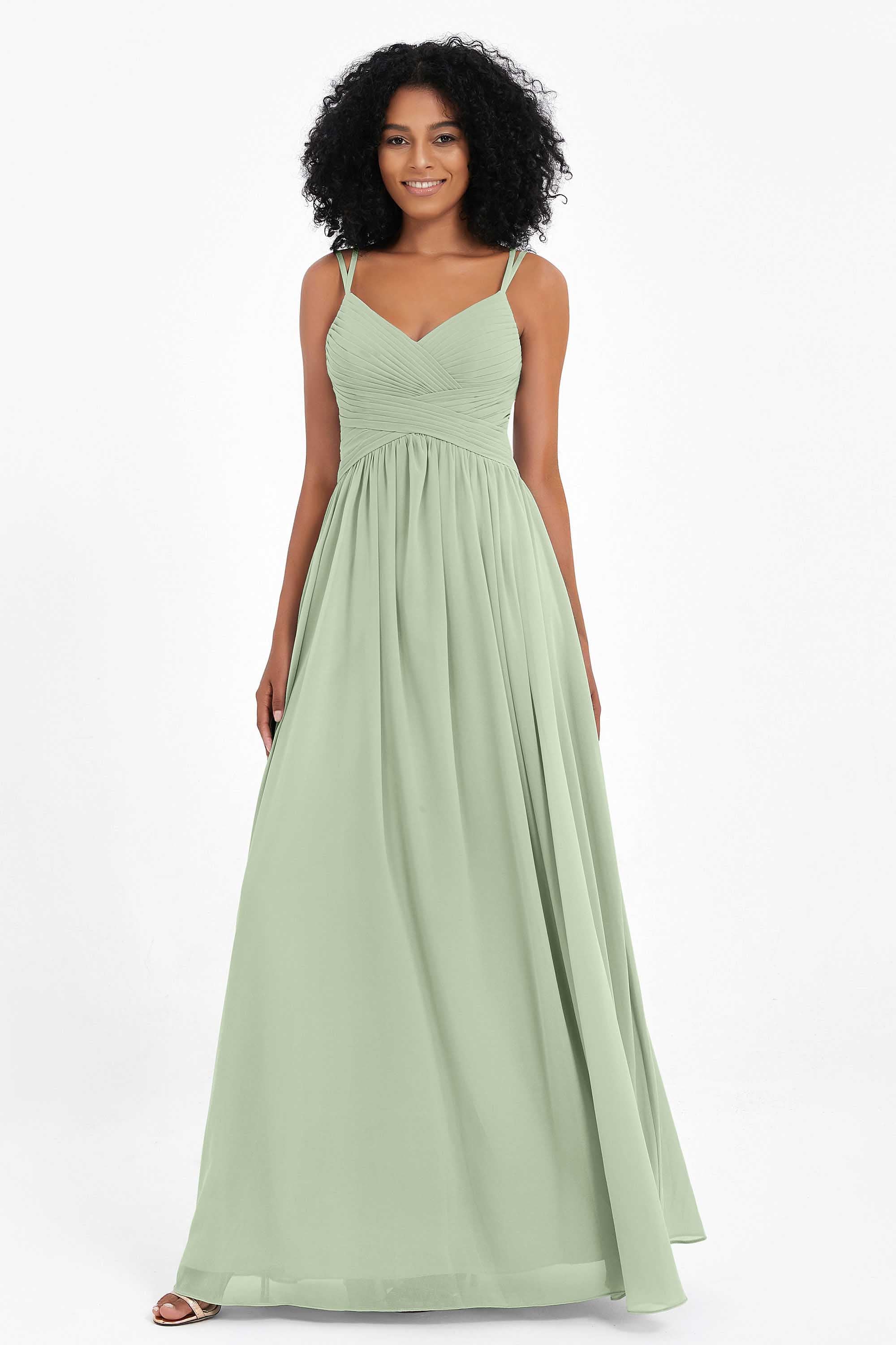Empire Chiffon Bridesmaid Dress with Lace Long Formal Evening Dresses party Gowns