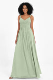 Empire Chiffon Bridesmaid Dress with Lace Long Formal Evening Dresses party Gowns