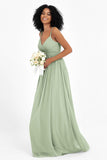 Empire Chiffon Bridesmaid Dress with Lace Long Formal Evening Dresses party Gowns