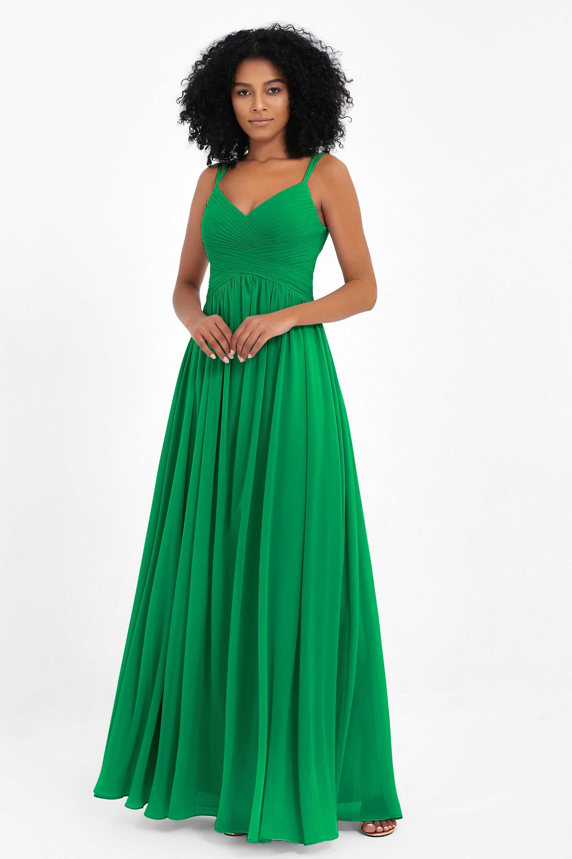 Empire Chiffon Bridesmaid Dress with Lace Long Formal Evening Dresses party Gowns