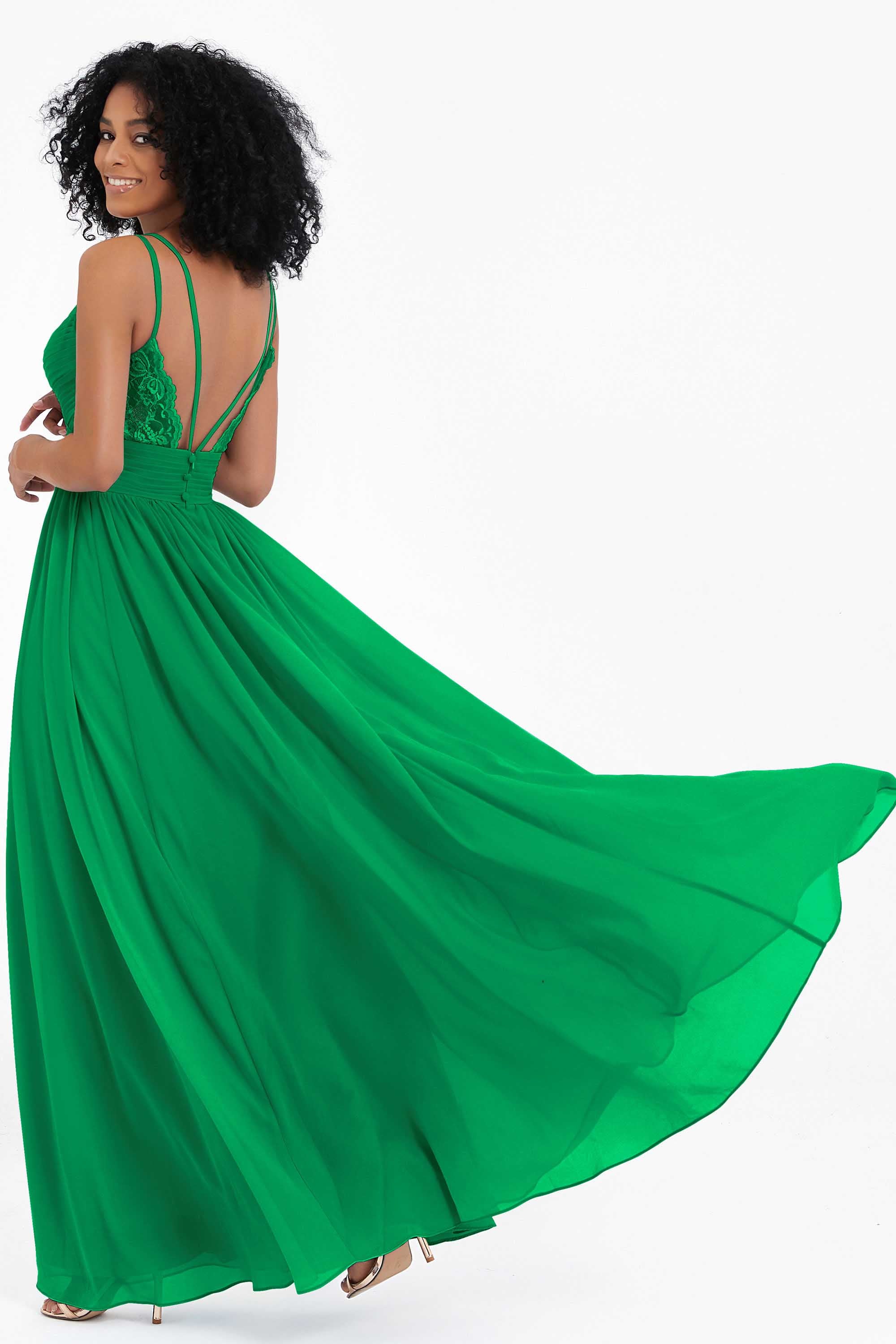 Empire Chiffon Bridesmaid Dress with Lace Long Formal Evening Dresses party Gowns