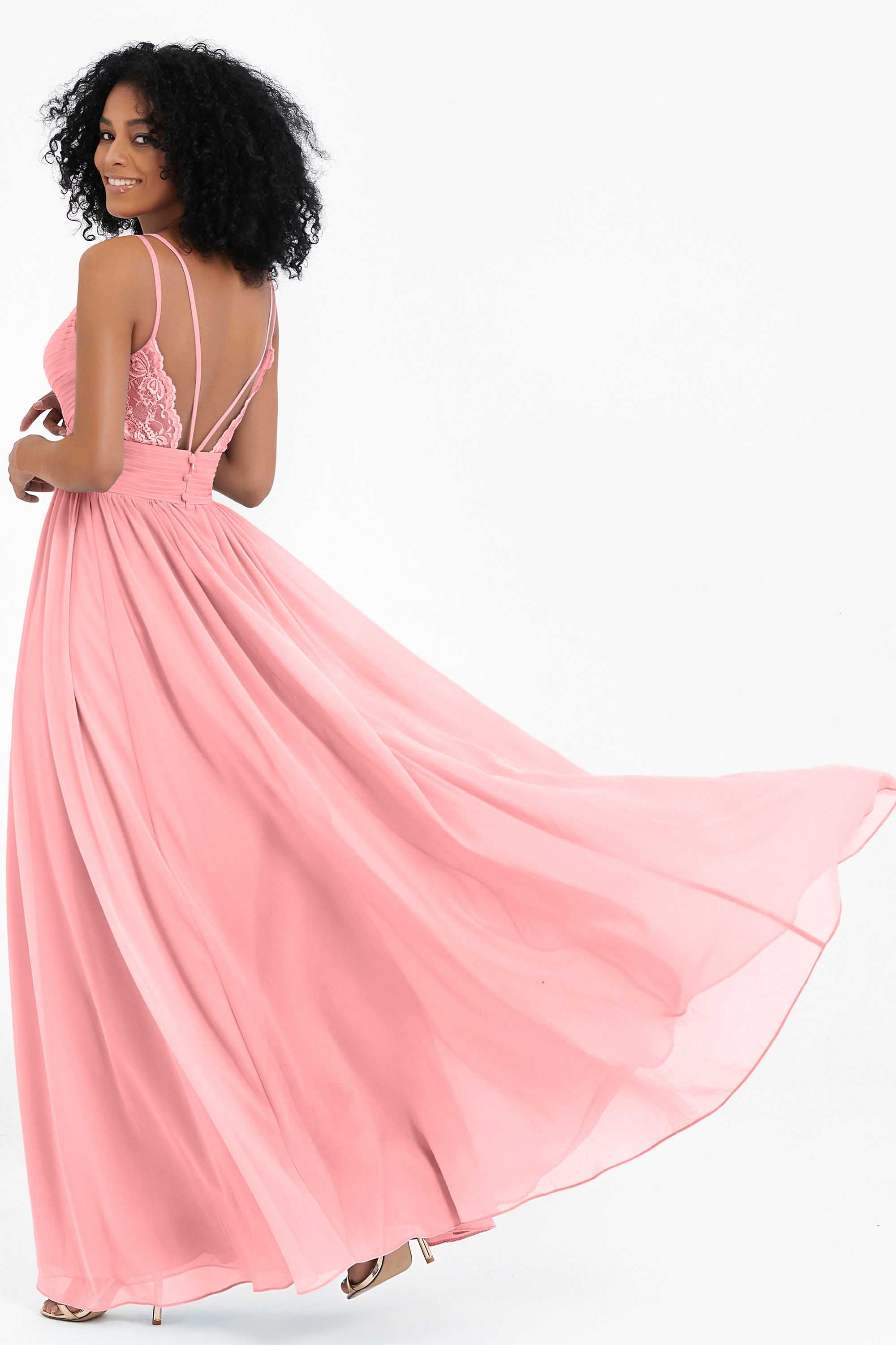 Empire Chiffon Bridesmaid Dress with Lace Long Formal Evening Dresses party Gowns