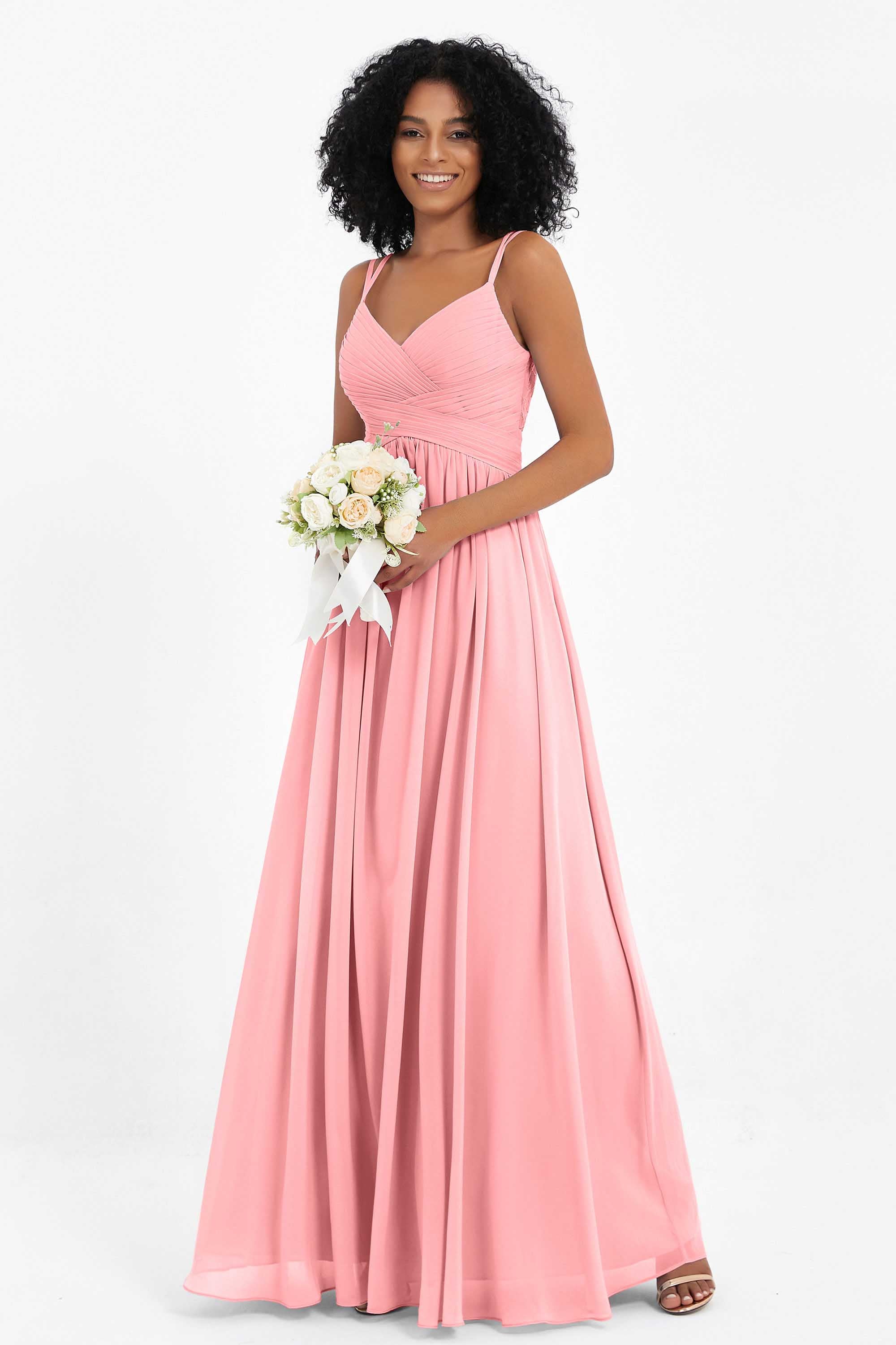 Empire Chiffon Bridesmaid Dress with Lace Long Formal Evening Dresses party Gowns