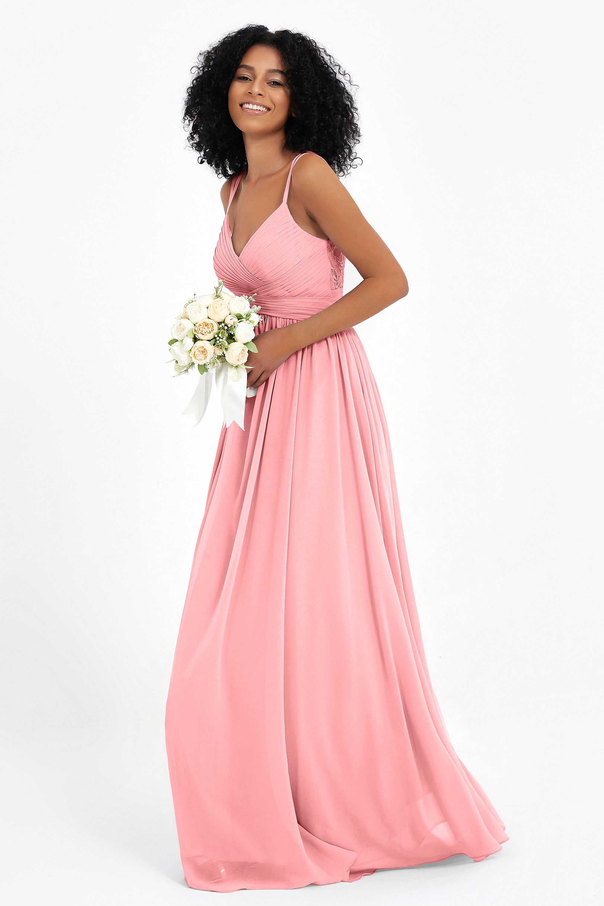 Empire Chiffon Bridesmaid Dress with Lace Long Formal Evening Dresses party Gowns