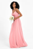 Empire Chiffon Bridesmaid Dress with Lace Long Formal Evening Dresses party Gowns