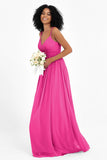 Empire Chiffon Bridesmaid Dress with Lace Long Formal Evening Dresses party Gowns
