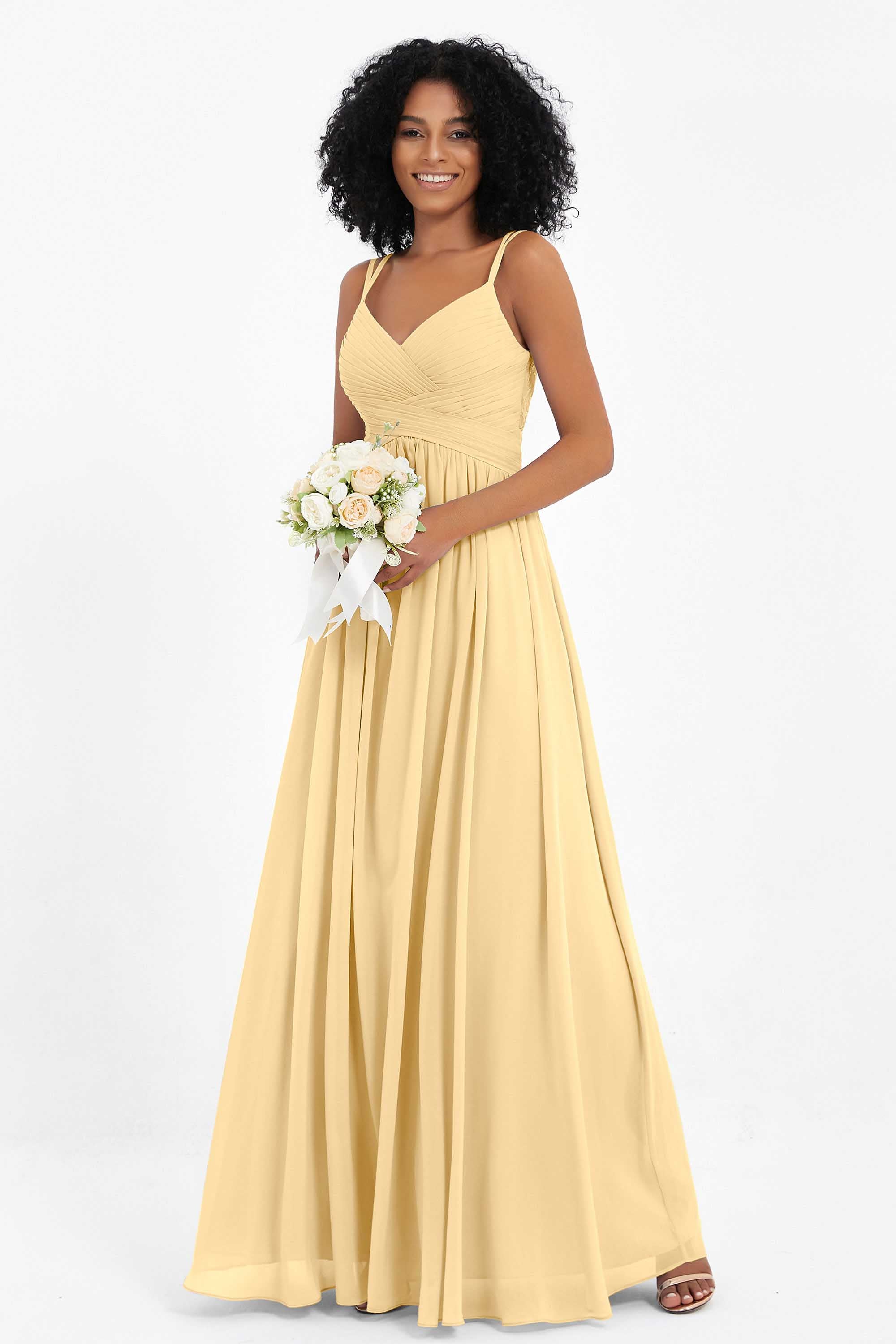 Empire Chiffon Bridesmaid Dress with Lace Long Formal Evening Dresses party Gowns