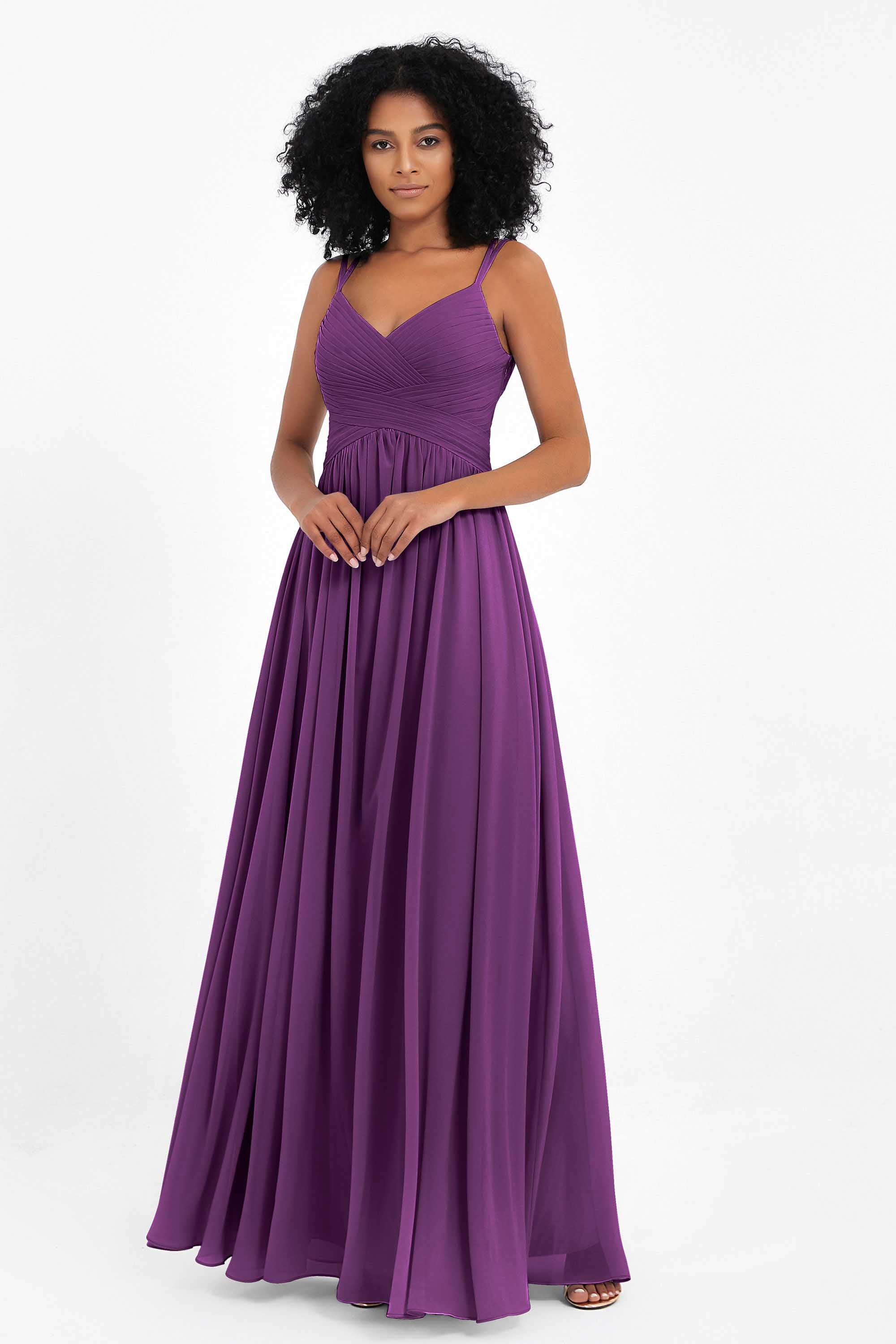 Empire Chiffon Bridesmaid Dress with Lace Long Formal Evening Dresses party Gowns