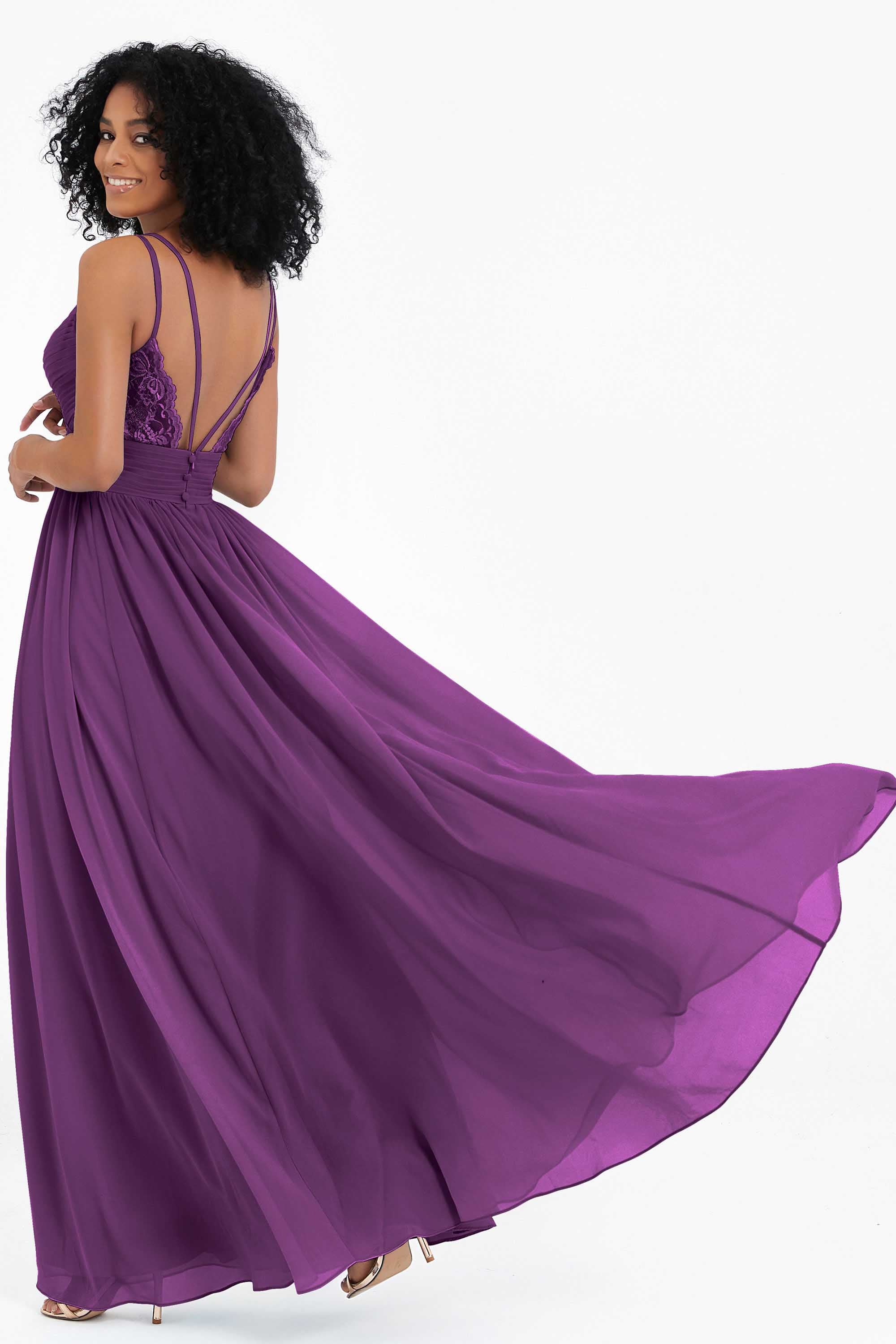 Empire Chiffon Bridesmaid Dress with Lace Long Formal Evening Dresses party Gowns