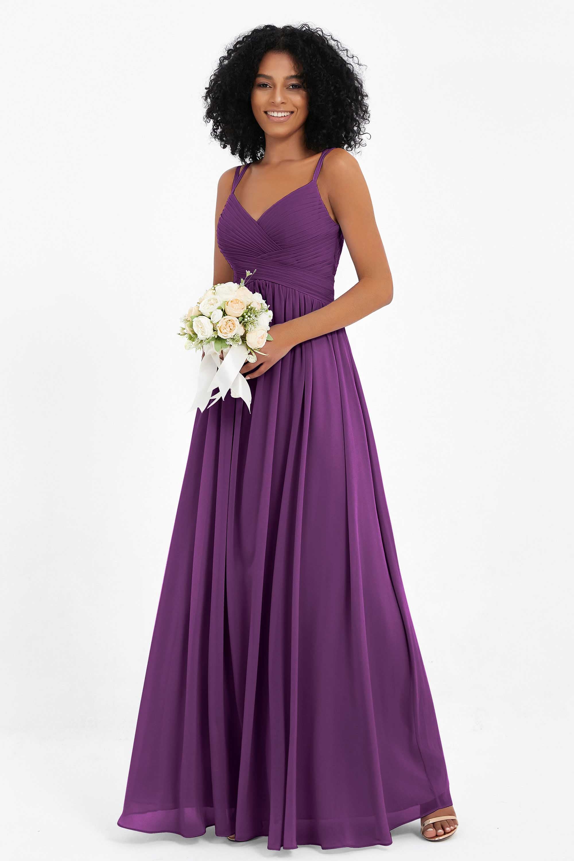 Empire Chiffon Bridesmaid Dress with Lace Long Formal Evening Dresses party Gowns