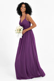 Empire Chiffon Bridesmaid Dress with Lace Long Formal Evening Dresses party Gowns