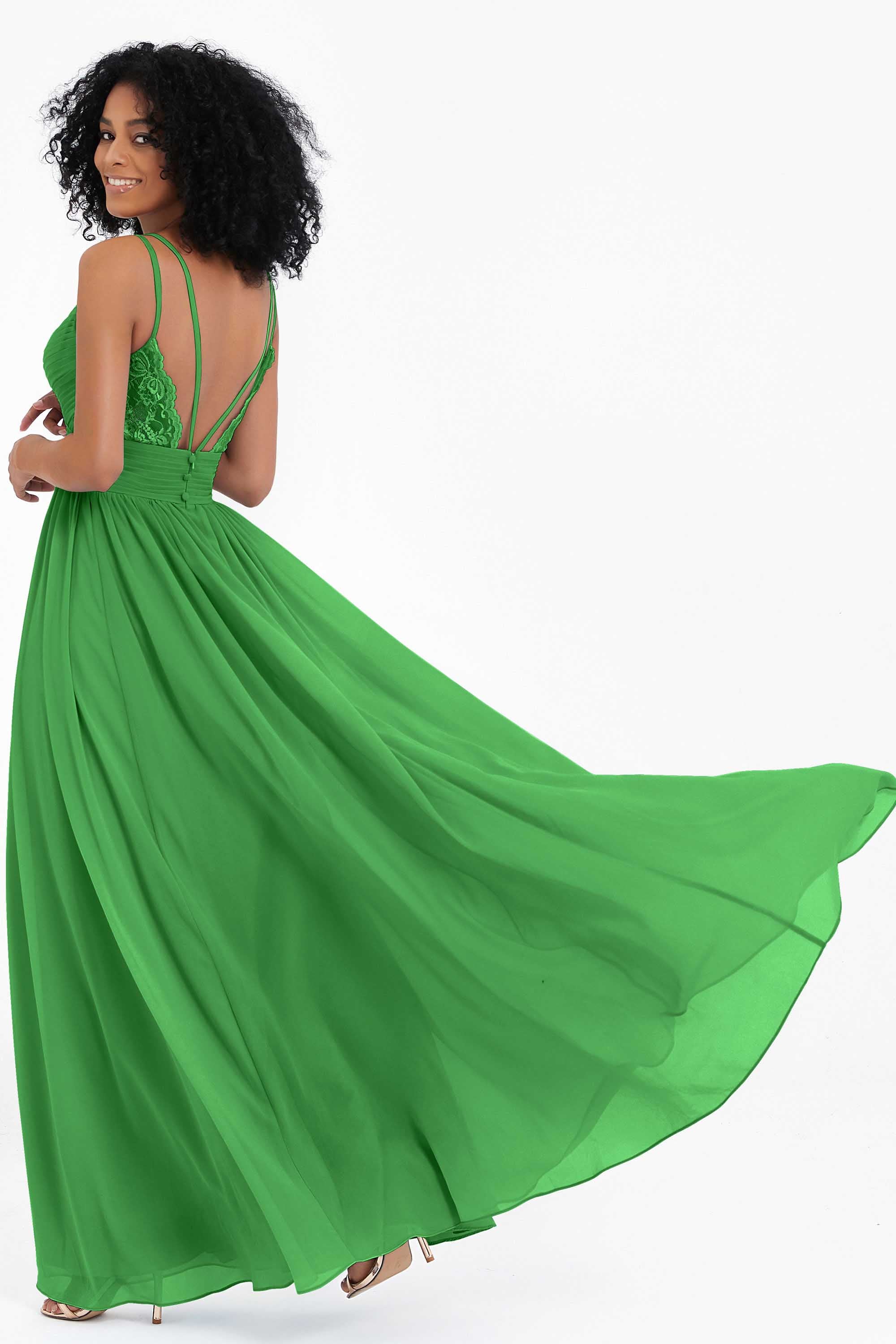 Empire Chiffon Bridesmaid Dress with Lace Long Formal Evening Dresses party Gowns