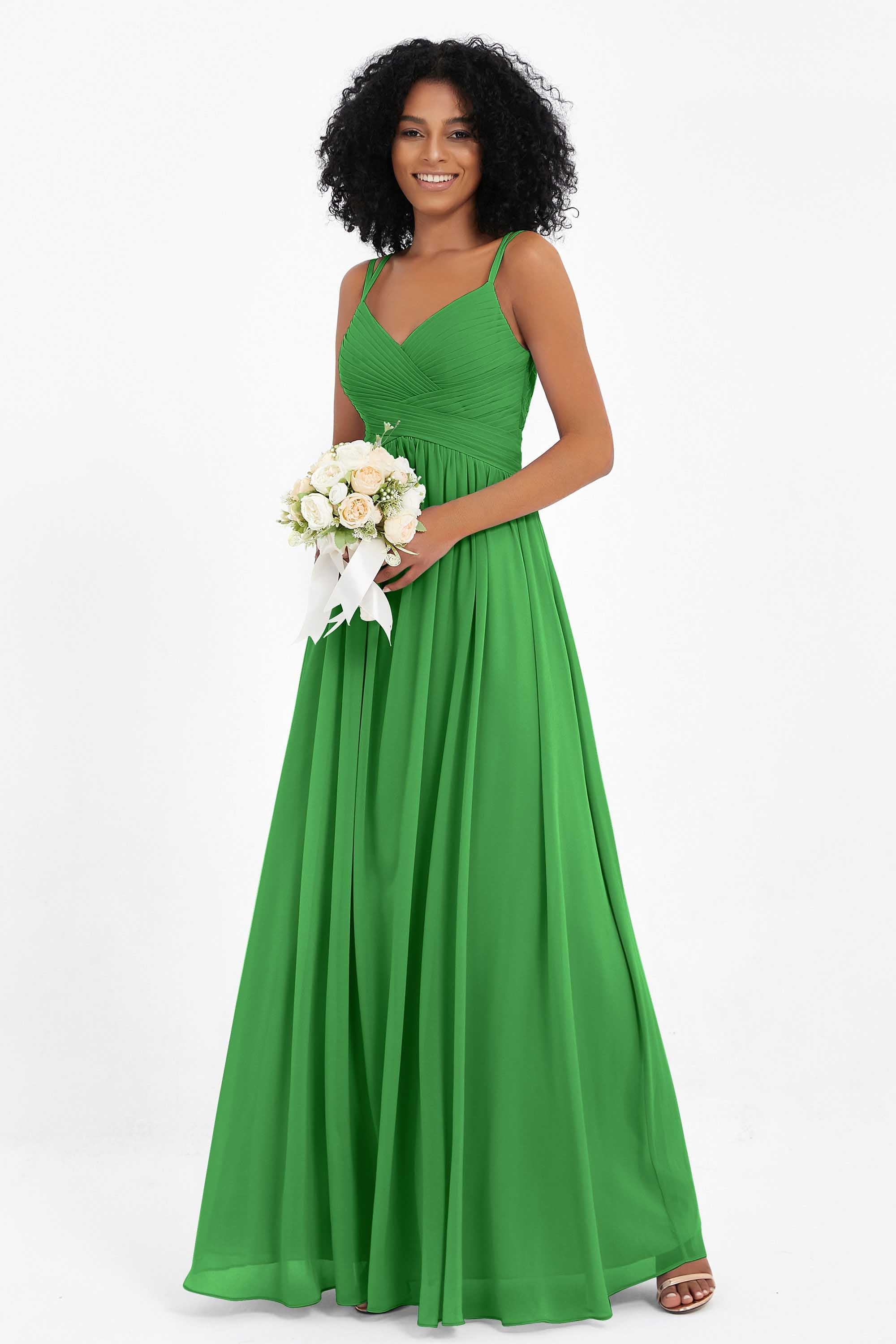Empire Chiffon Bridesmaid Dress with Lace Long Formal Evening Dresses party Gowns