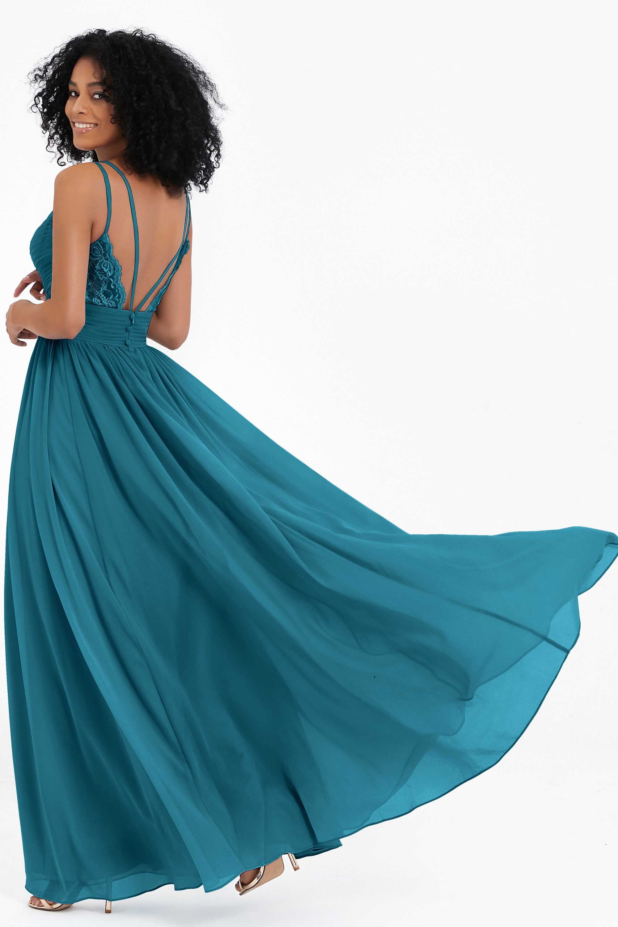 Empire Chiffon Bridesmaid Dress with Lace Long Formal Evening Dresses party Gowns