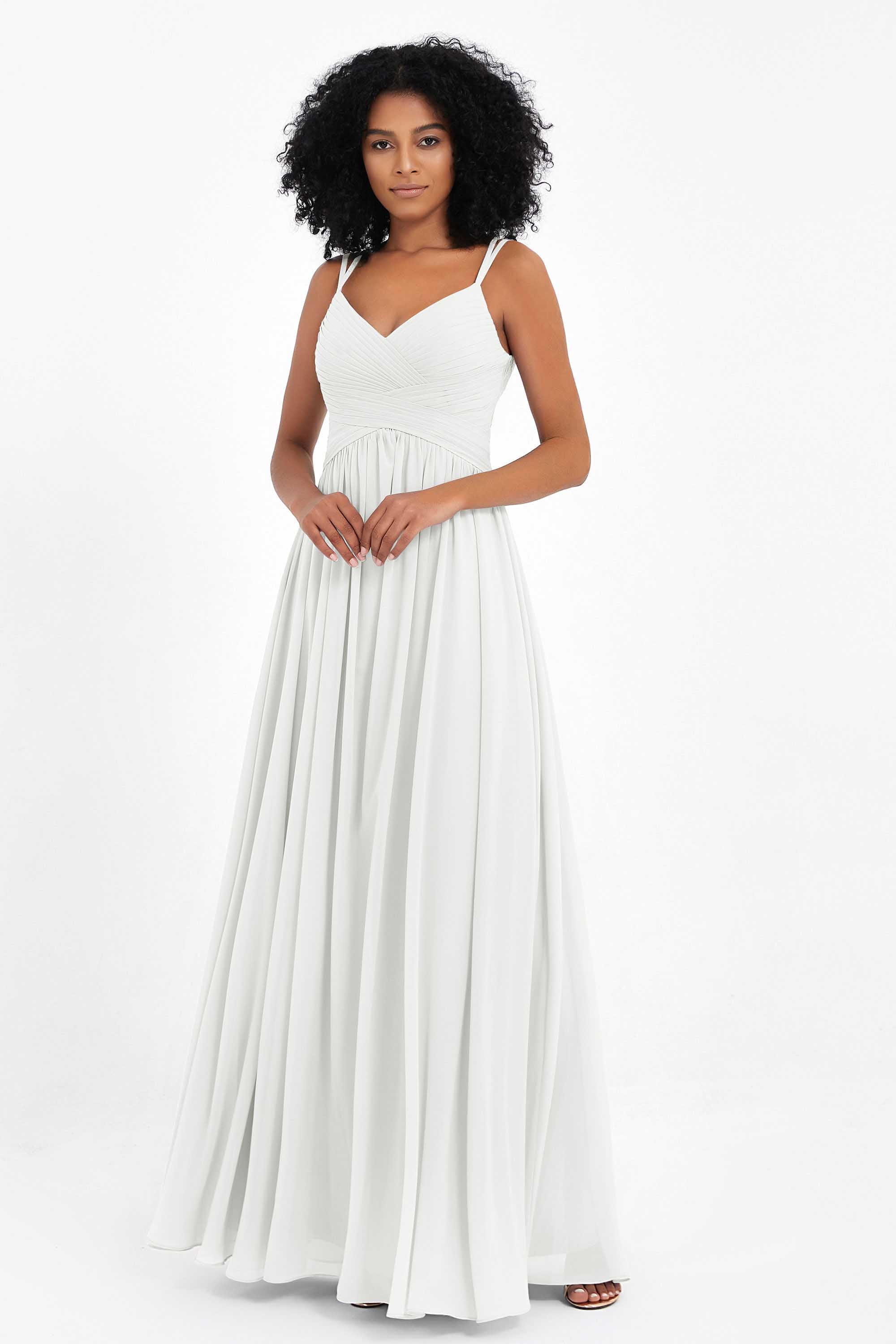 Empire Chiffon Bridesmaid Dress with Lace Long Formal Evening Dresses party Gowns