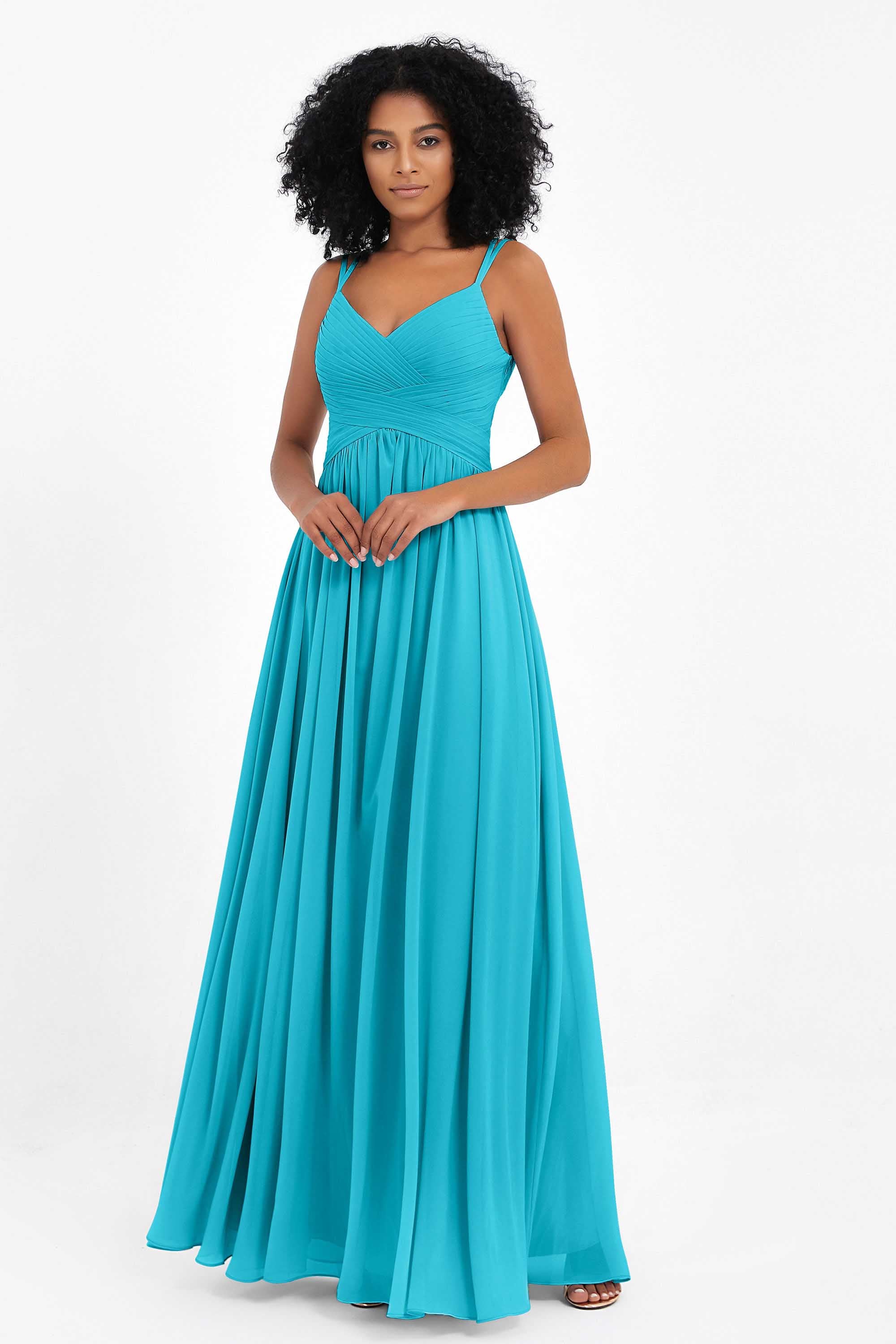 Empire Chiffon Bridesmaid Dress with Lace Long Formal Evening Dresses party Gowns