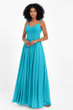 Empire Chiffon Bridesmaid Dress with Lace Long Formal Evening Dresses party Gowns