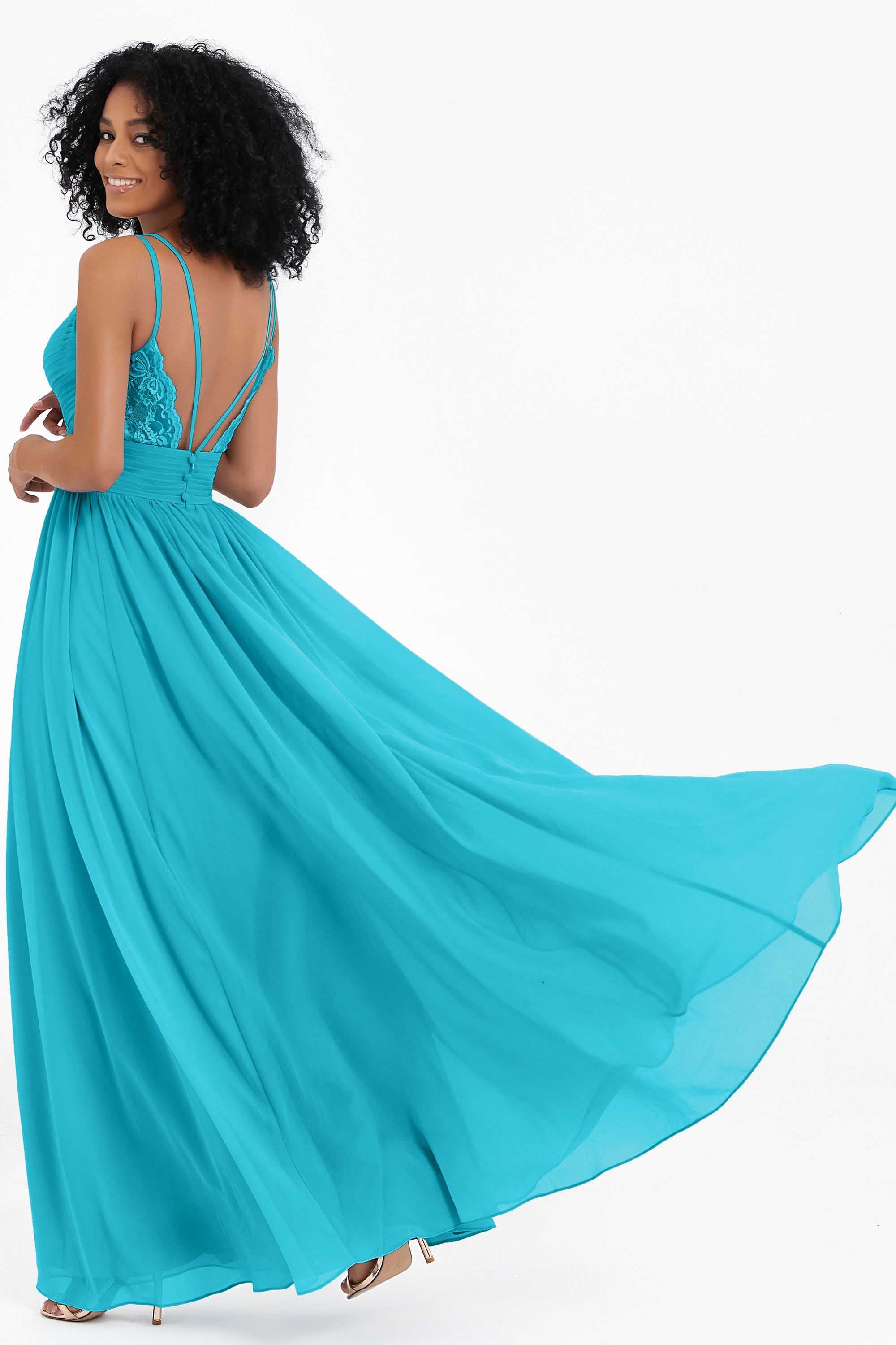 Empire Chiffon Bridesmaid Dress with Lace Long Formal Evening Dresses party Gowns
