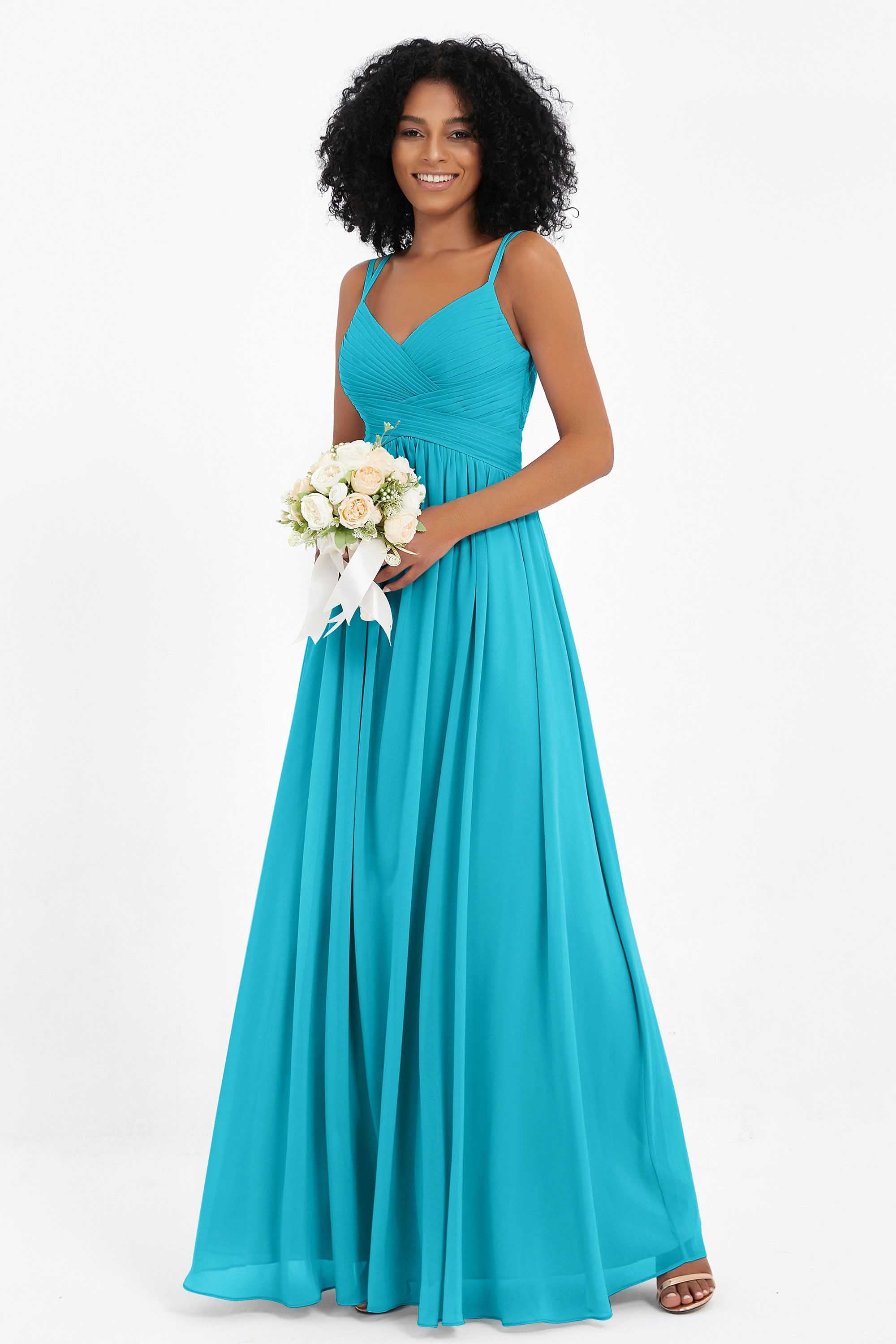 Empire Chiffon Bridesmaid Dress with Lace Long Formal Evening Dresses party Gowns
