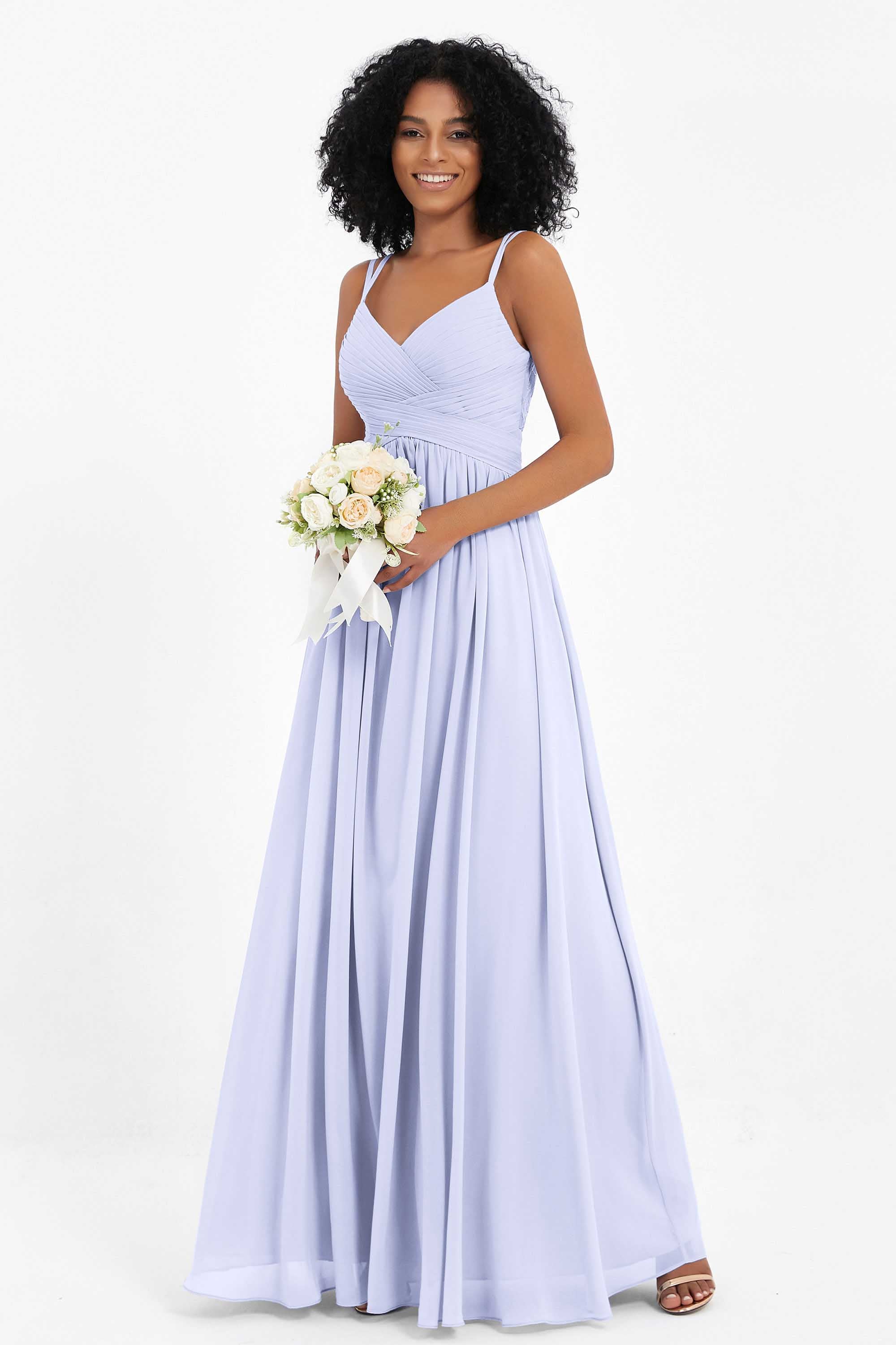 Empire Chiffon Bridesmaid Dress with Lace Long Formal Evening Dresses party Gowns