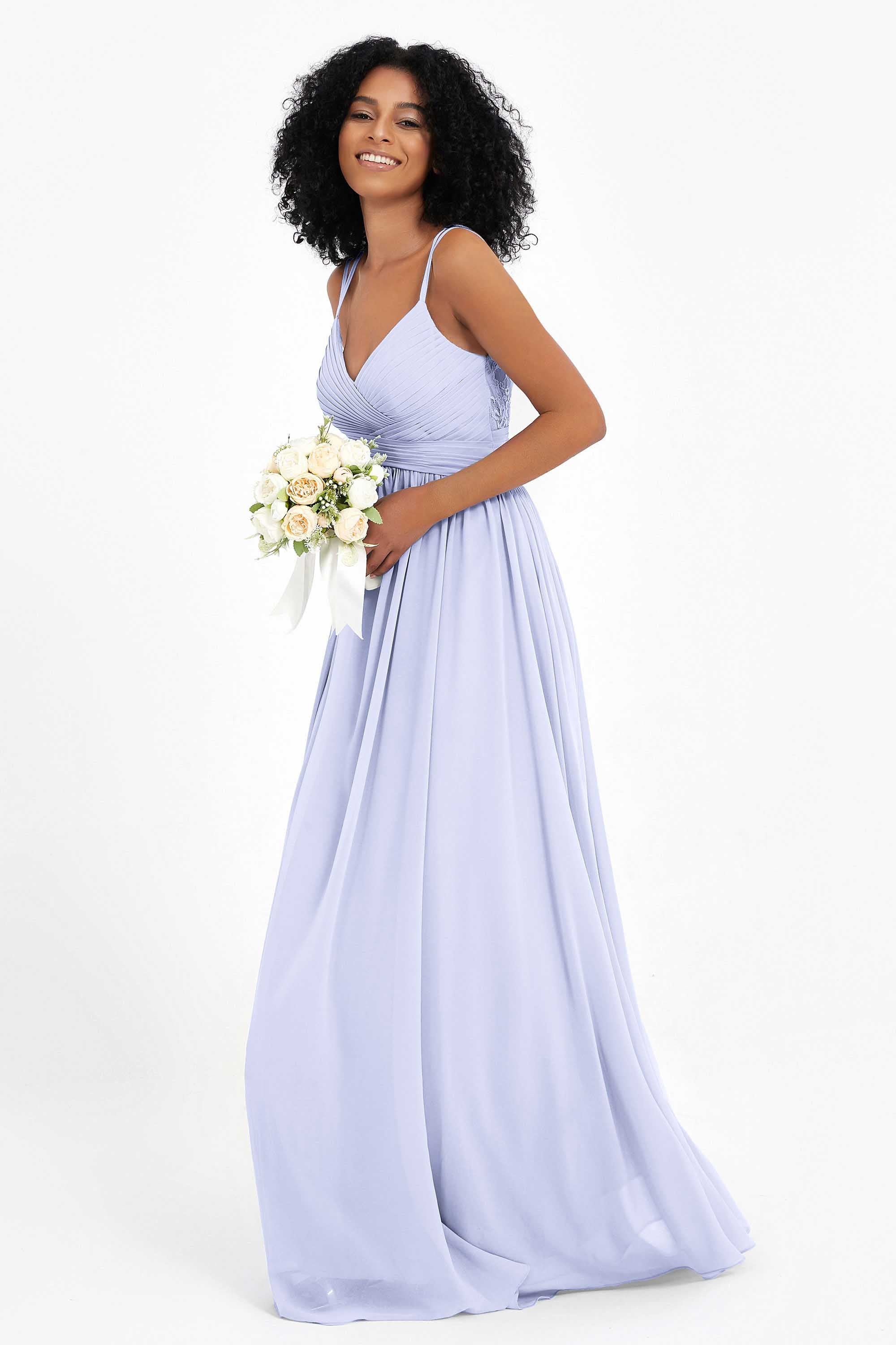 Empire Chiffon Bridesmaid Dress with Lace Long Formal Evening Dresses party Gowns