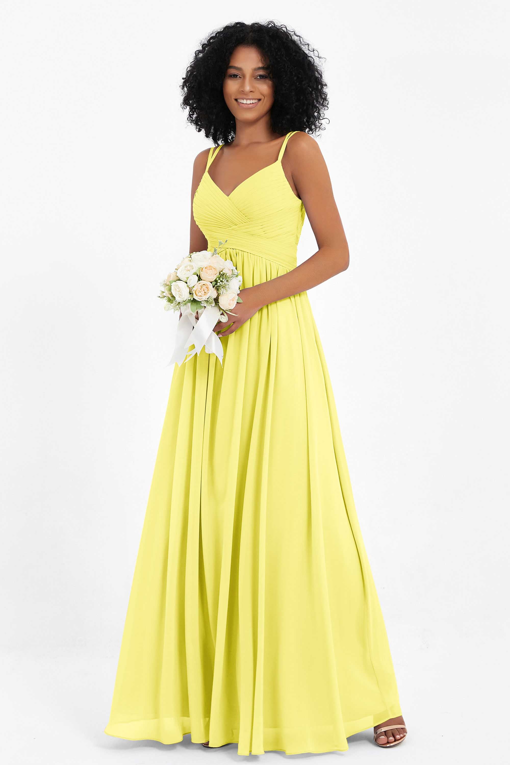 Empire Chiffon Bridesmaid Dress with Lace Long Formal Evening Dresses party Gowns